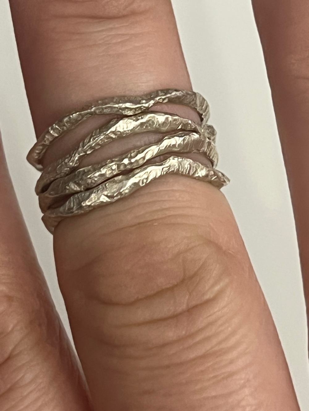 Handcrafted Textured Silver Stacking spinner Rings - Women Jewelry